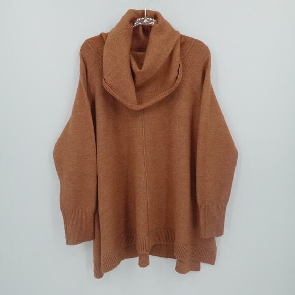 Max Studio Sweater Womens 1X Orange Cowl Neck Long Tunic Alpaca Blend Casual - Picture 1 of 12
